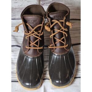 Sperry Saltwater Duck Boot Womens Size 9 Brown Leather, Rubber Soles